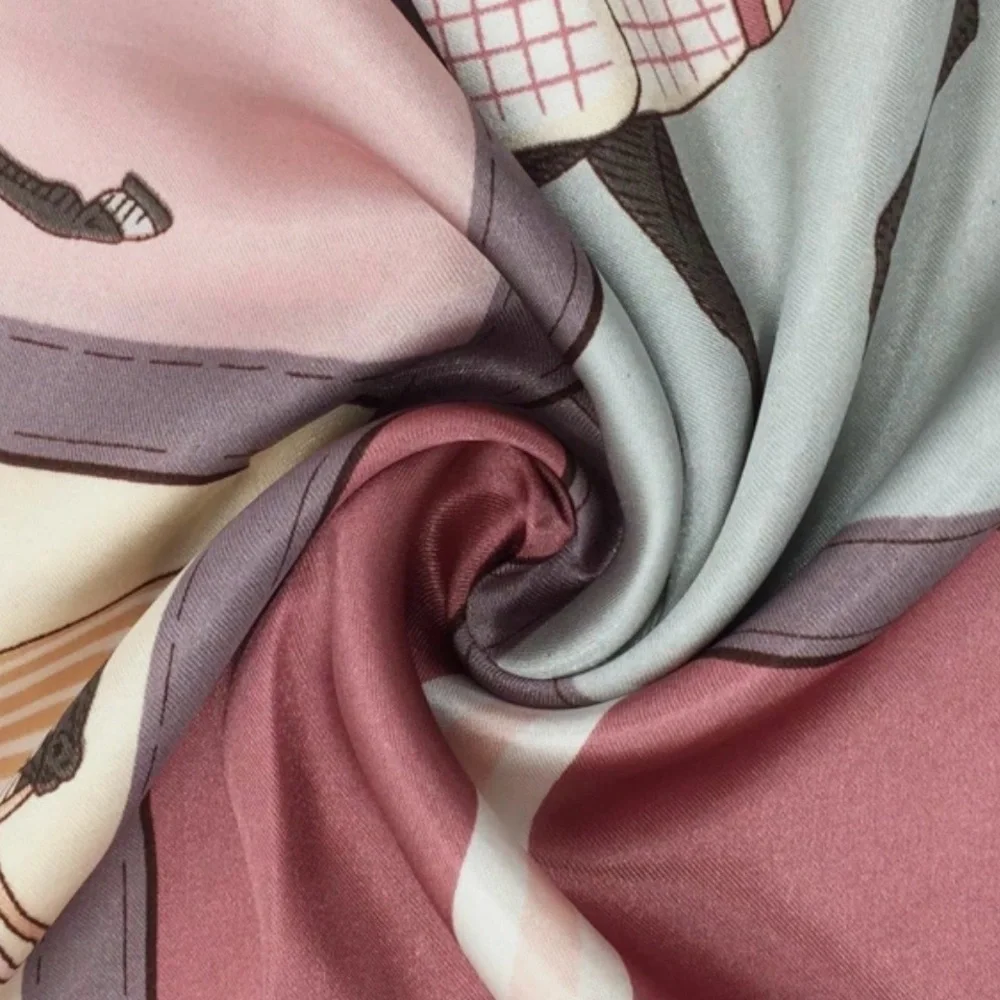 Equestrian Print Silk-Feel Head Scarf 35X35 - Picture 6 of 7